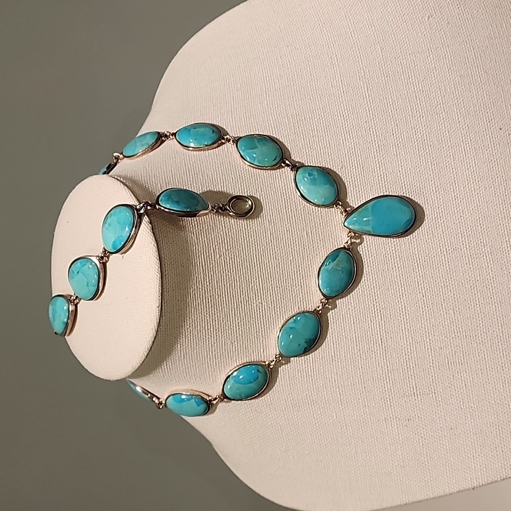 Barse Turquoise Sterling Silver Matching Necklace and Bracelet set